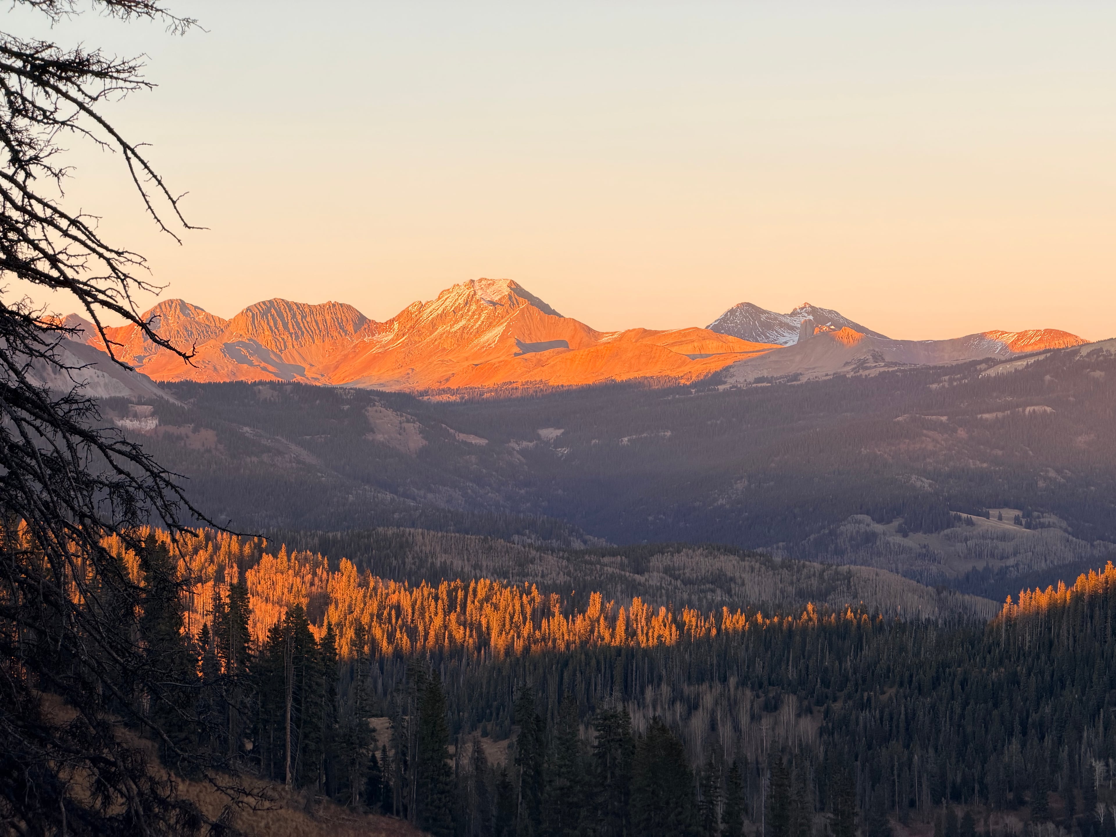 Alpenglow sunset on the San Juan Mountains