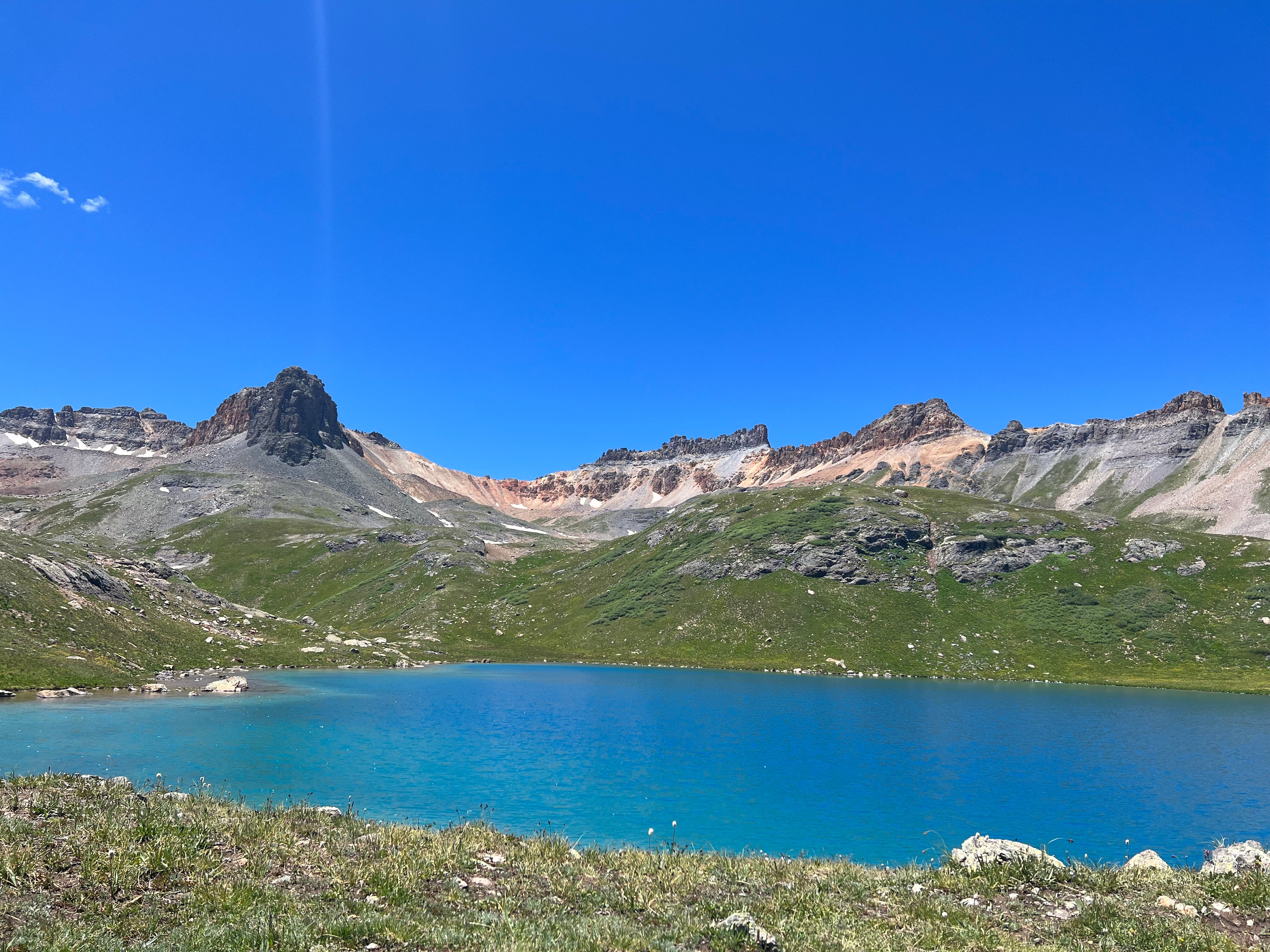 Ice Lake panoramic — turquoise water and peaks